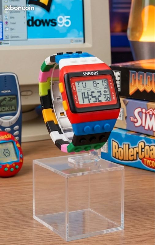 Montre Digitale Rétro Style "Lego" – Marque SHHORS rétro vintage y2k geek (image 1)
