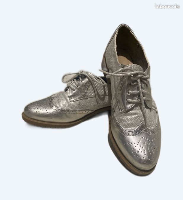 Mocassins femme argentée (image 1)