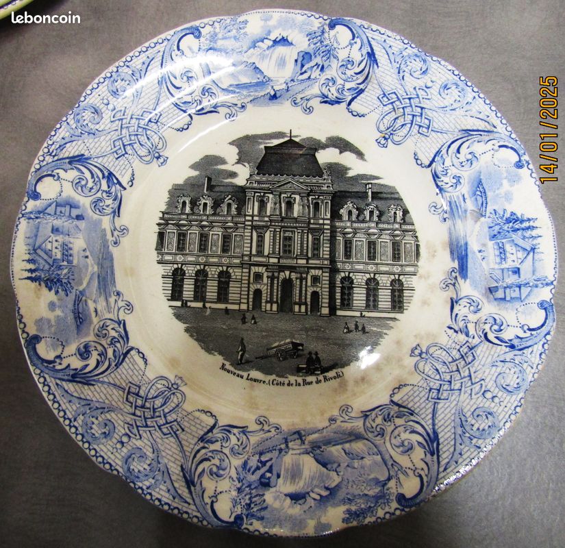 4 rares assiettes parlantes médaille d'or HB Choisy le roi monuments de paris XIX ieme siècle (image 9)