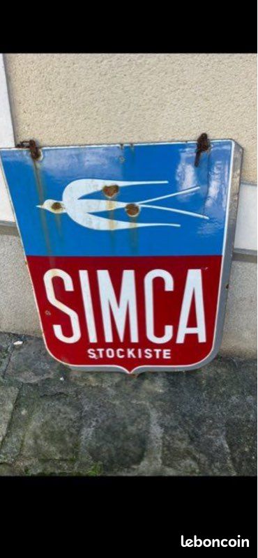 Plaque émaillée Simca - Pour Les Passionnés De Voitures Rétro 4F3
