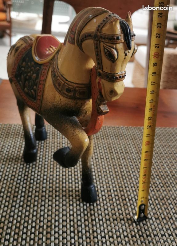 Figurine CHEVAL + 3 autres en BOIS Artisanat Indes (image 6)