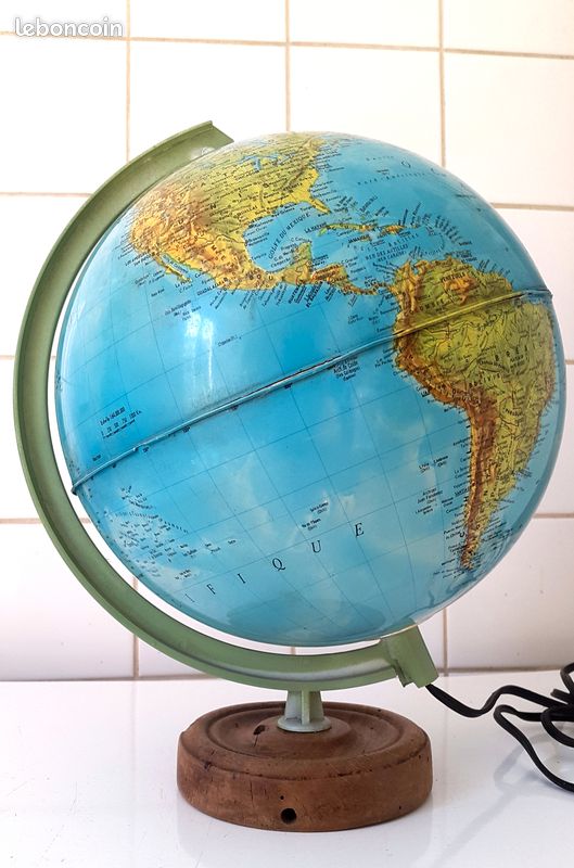 Jolie mappemonde lumineuse globe terrestre vintage (image 2)