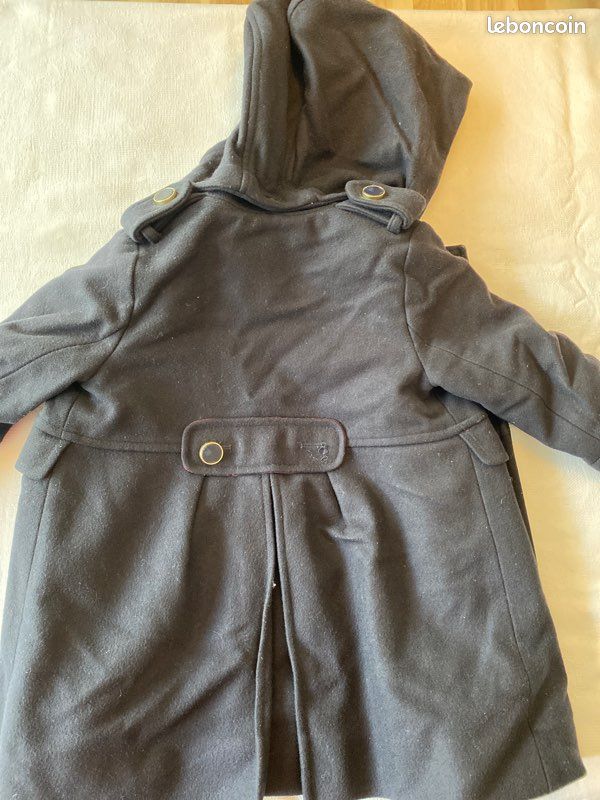 Manteau hiver marine 3 ans en laine doublé (image 3)