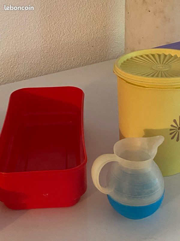 Lot boîtes de rangement plastique vintage années 70/80 Style pop (image 4)