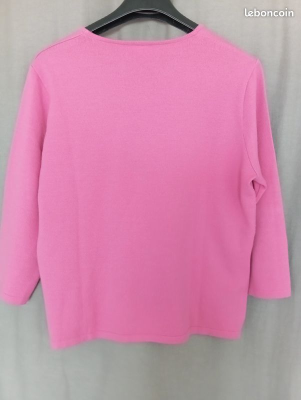 Pull Femme Manches Longues LUCIA - Taille 44 - Motif Fleur Rouge - Occasion Très Bon état