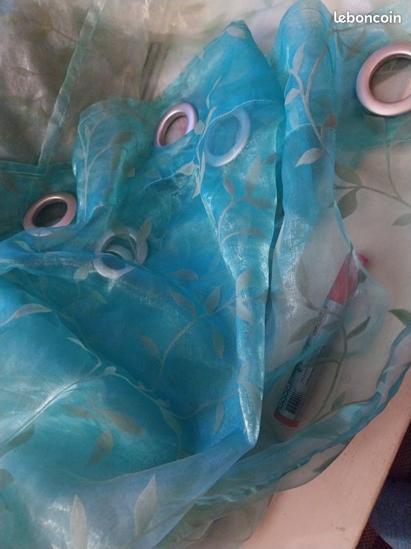 Rideau voile turquoise (image 1)