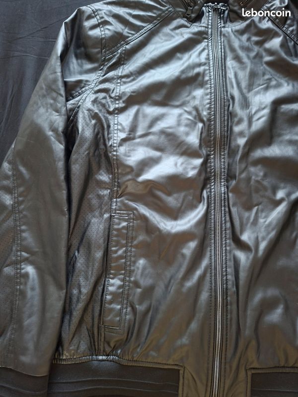 Veste Celio homme XXL simili cuir noir – style motard (image 3)
