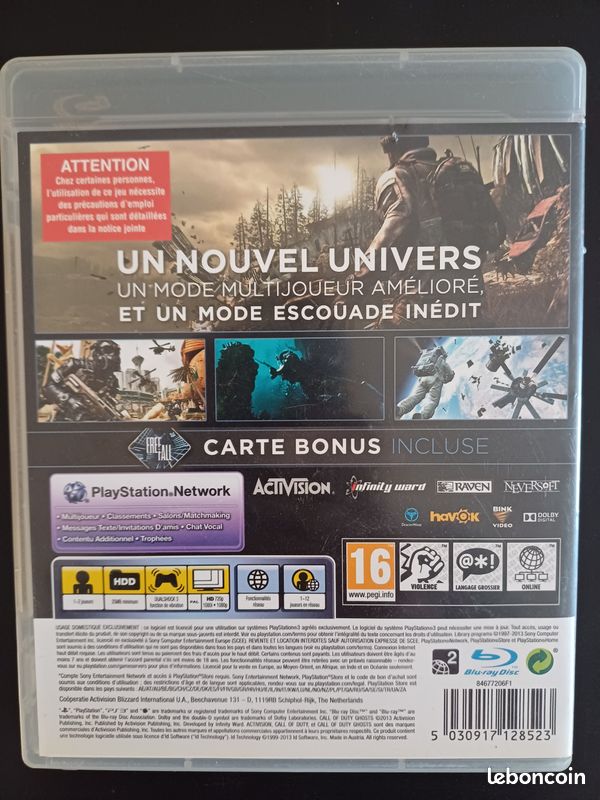Jeu Call Of Duty: Ghosts Complet - PlayStation 3 (PS3) - Version Française, En Bon état