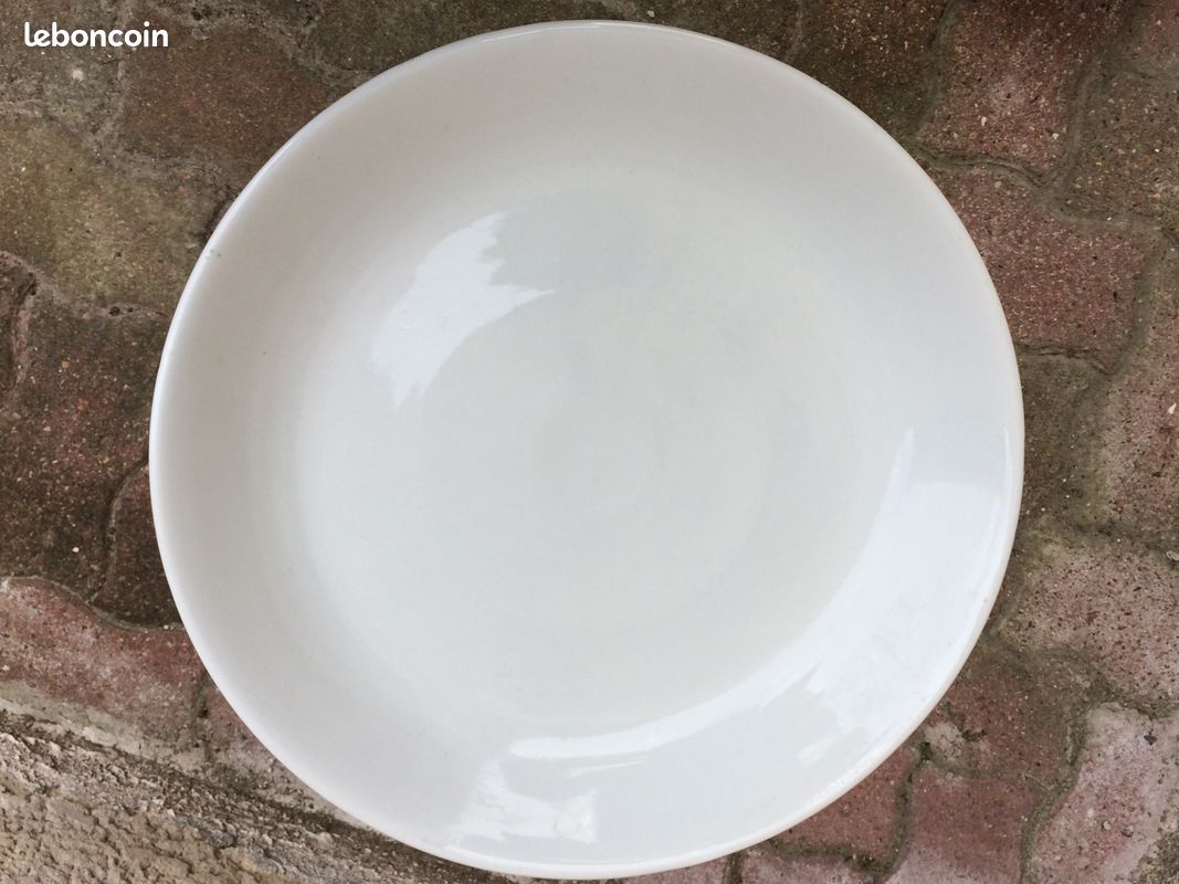 PLAT ROND EN CERAMIQUE BLANC (lot de 2) (image 1)