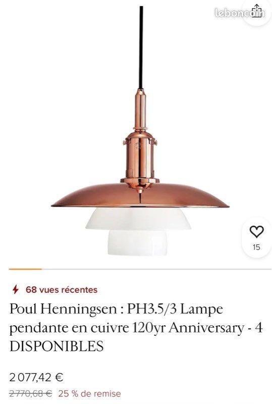 Suspension Louis Poulsen PH 3½-3 Cuivre (image 8)
