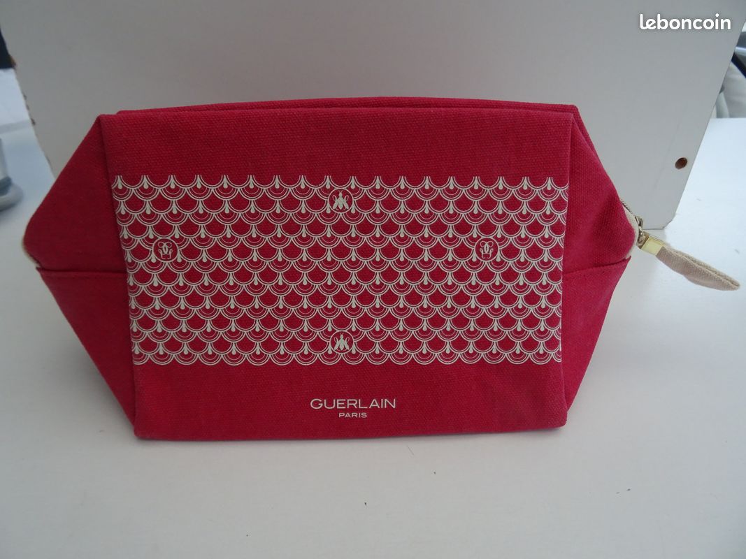 Trousse De Toilette GUERLAIN Vintage - Toile Marron - Pochette Authentique - Occasion