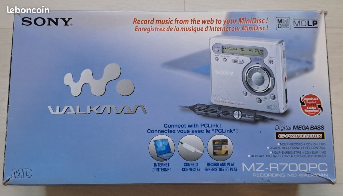 Lecteur MiniDisc Walkman MZ-R700PC avec sa boite d'origine (image 1)