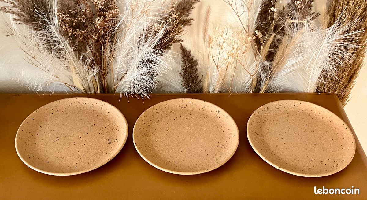 PLAT À TARTE EN GRÈS AUTHENTIQUE BLANC : Vaisselle