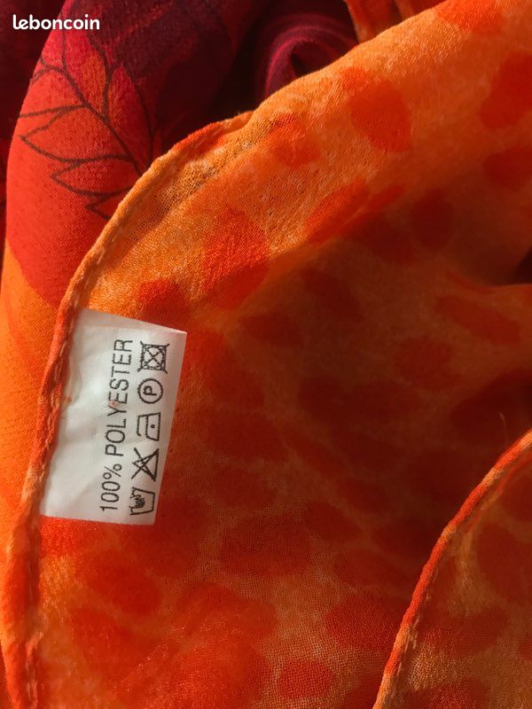 Paréo orange bordeaux motifs (image 2)