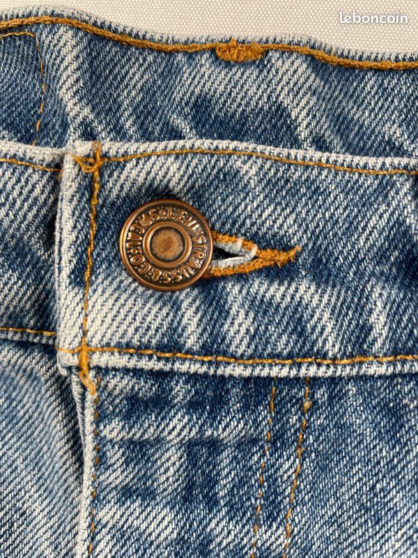 Mini short Levis 517 vintage made in USA orange tab bleu clair 100% coton usine 575 Géorgie taille 40 femme (image 6)