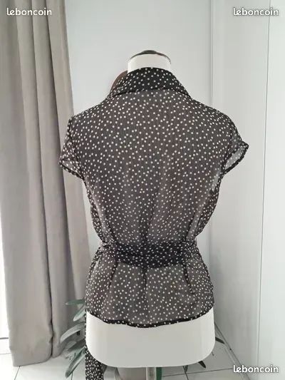 Chemisier Femme Taille M (38) - Noir Et Blanc Rayé - Belle Coupe - Très Bon État - Étiquettes Coupées