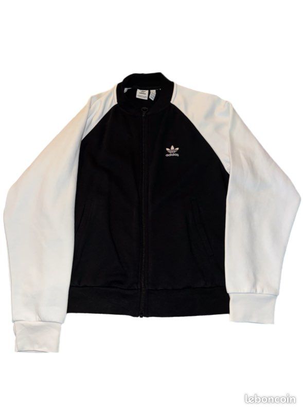 Veste Adidas Originals noire et blanche – taille XS – logo Trefoil (image 1)