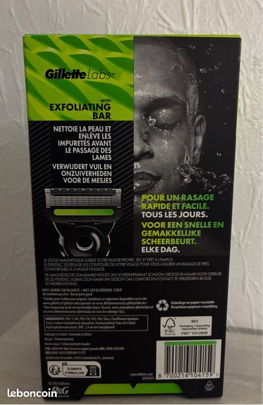 Rasoir Gillette Labs Neon Night Edition - 5 Lames Avec Barre Exfoliante Et Support - Neuf