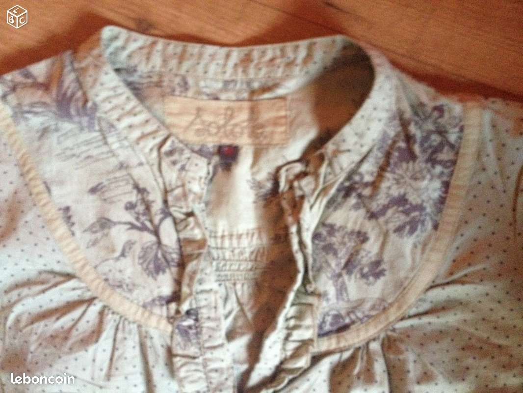 Chemisier femme solola 40 vert a pois et fleurs (image 2)