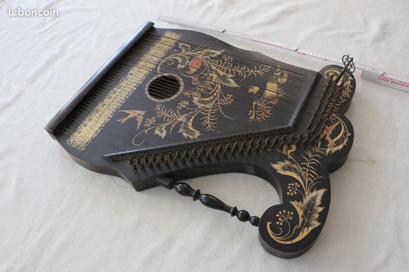 Cithare victorienne peinte ancienne rare collection musique - Instruments de musique