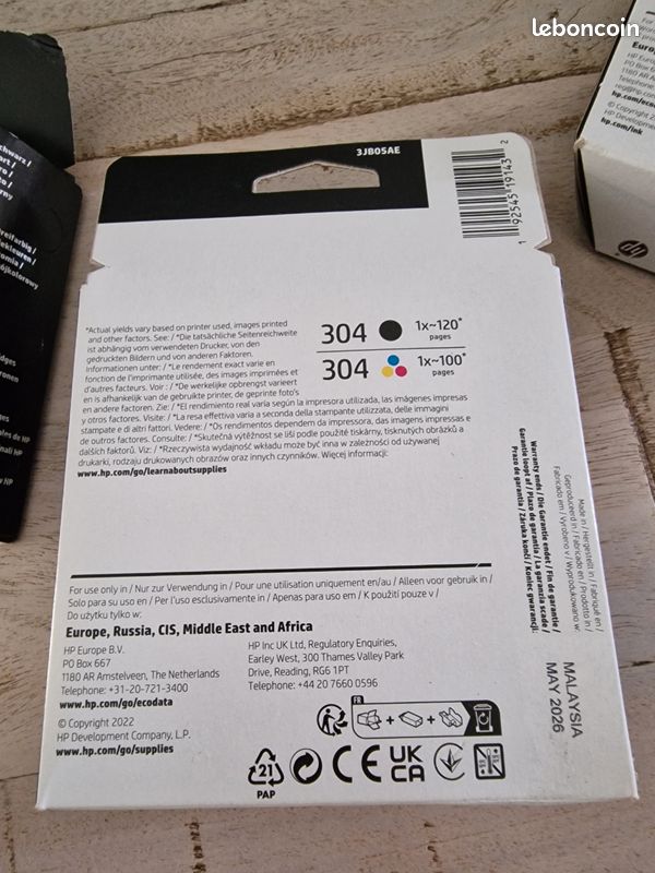 HP 304 Pack 2 Cartouches D'Encre - Noire + Couleur (Cyan/Magenta/Jaune) | Pour HP Envy Photo/Tango