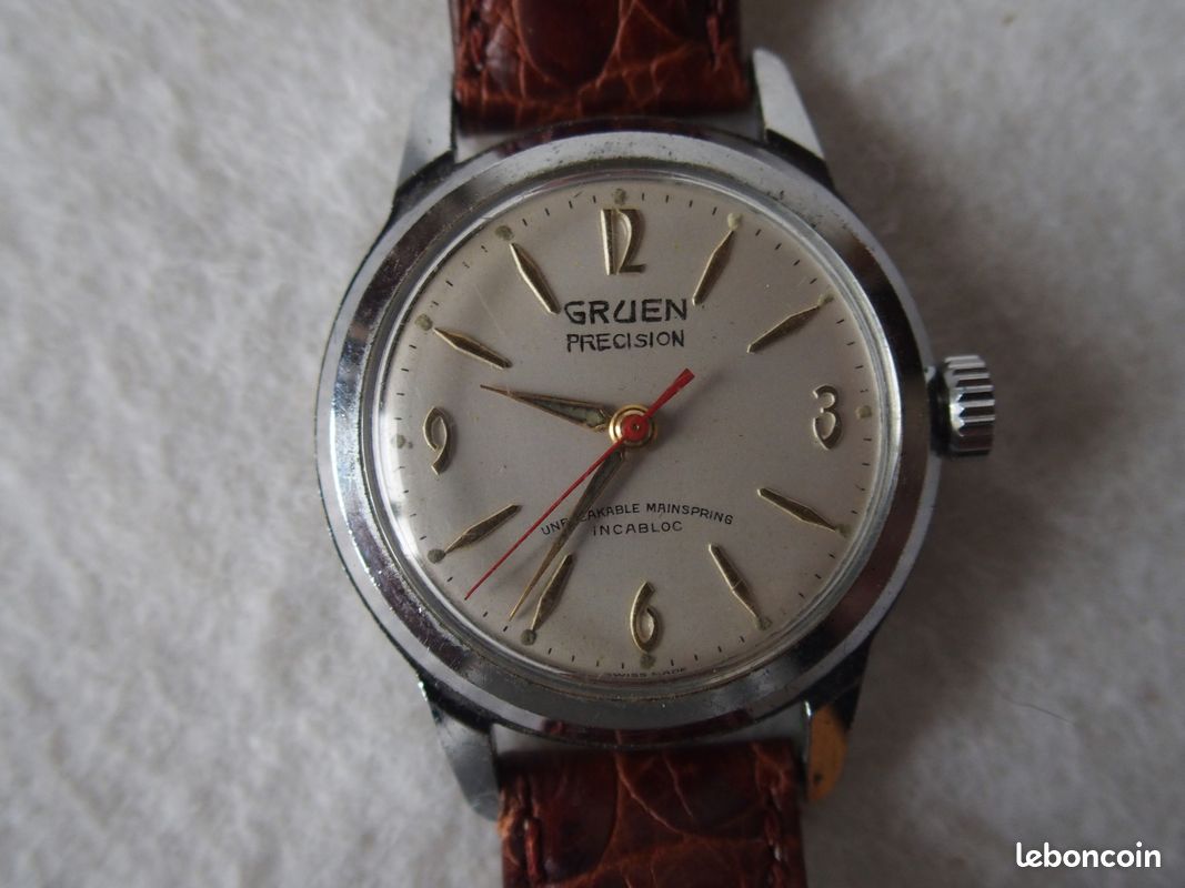 Boîtier Montre Homme Gruen Vintage Argent - 27,68 Mm - Ancien Stock Suisse
