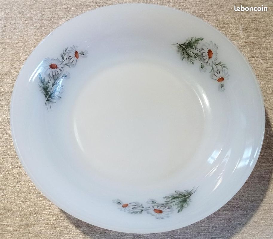 Grand saladier ARCOPAL service marguerites - Arts de la table