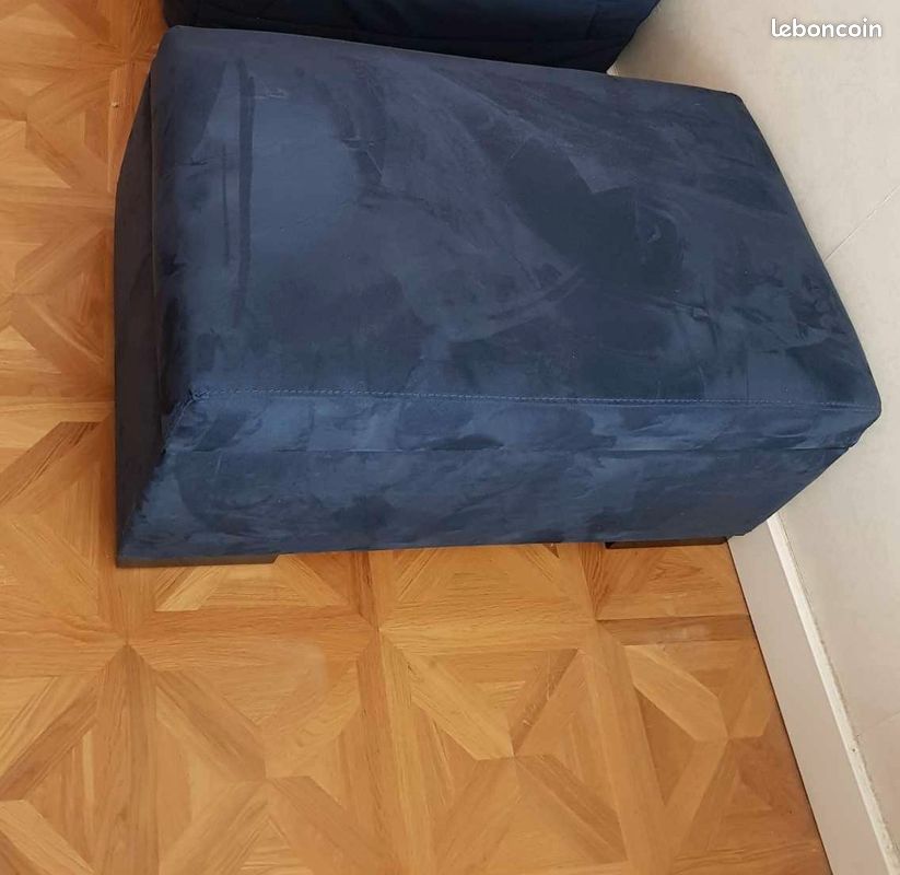 Pouf Repose-pieds Tabouret Housse Bleu foncé (image 3)