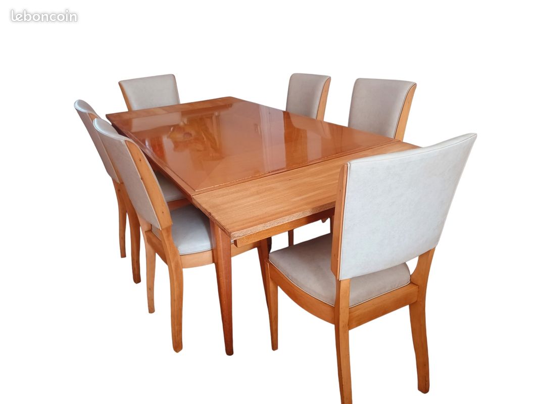 Superbe Ensemble table extensible + 6 chaises vintage 60's 70's arts déco (image 4)