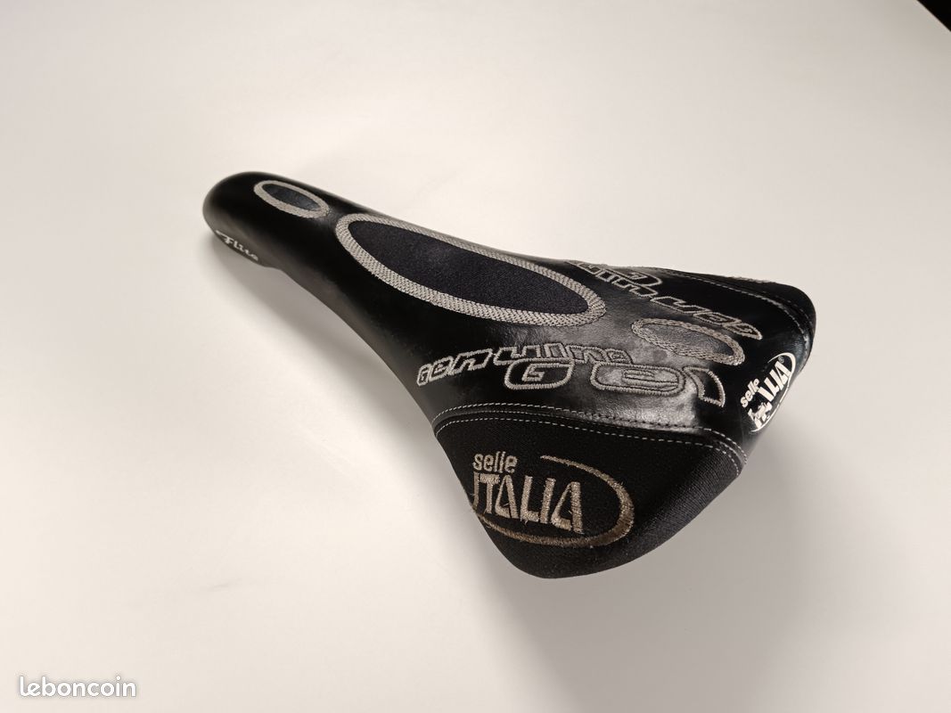 Selle Selle Italia Flite Genuine Gel | Cuir, Titane, Bleue | Neuve En Boîte | Vélo Course/VTT