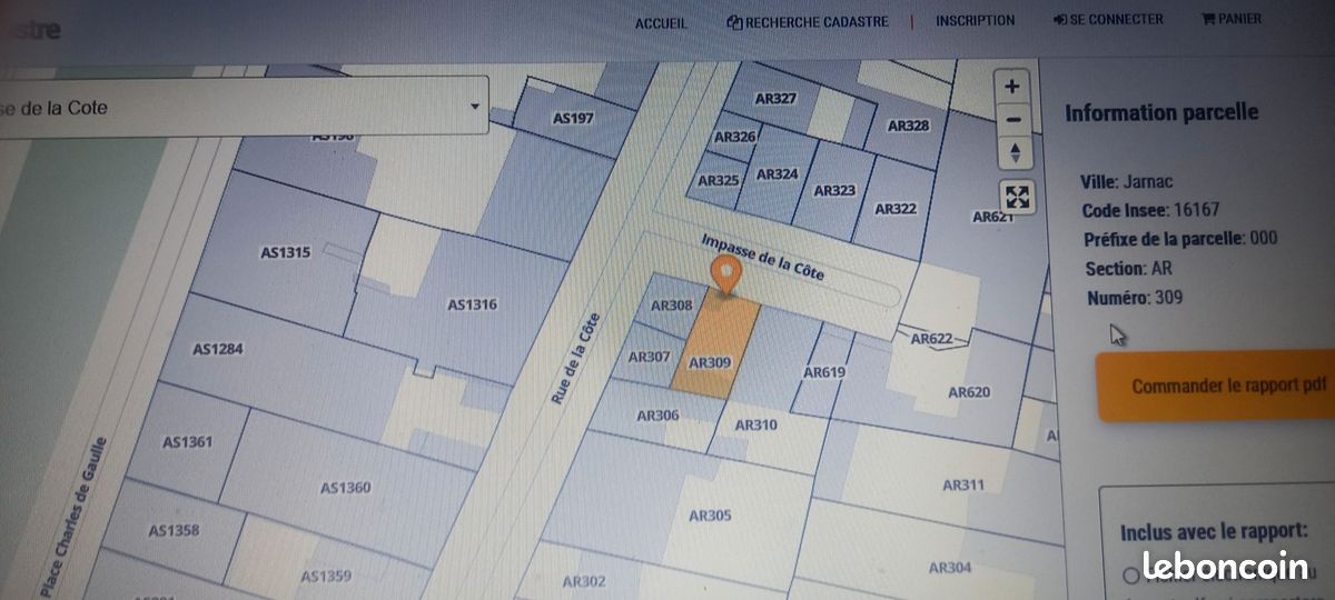 Terrain avec 2 parkings couverts · à Jarnac · 29 500 €