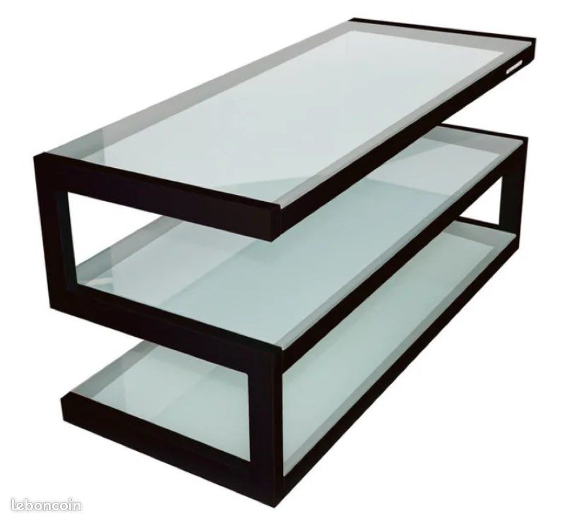 Meuble TV Norstone noir verres dépolis (image 2)