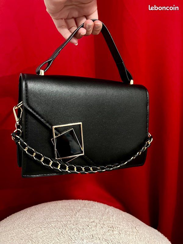 Sac à main bandoulière en cuir noir pour femme 3 styles en 1 (image 1)