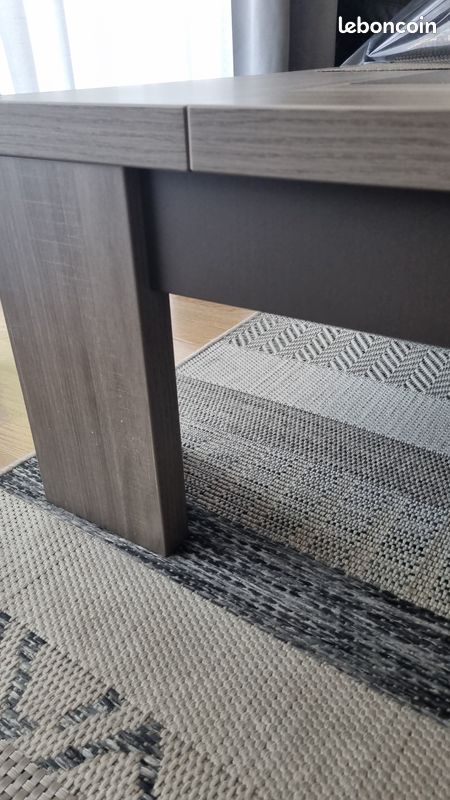 Table basse bois couleur gris taupe, très bon état (image 3)
