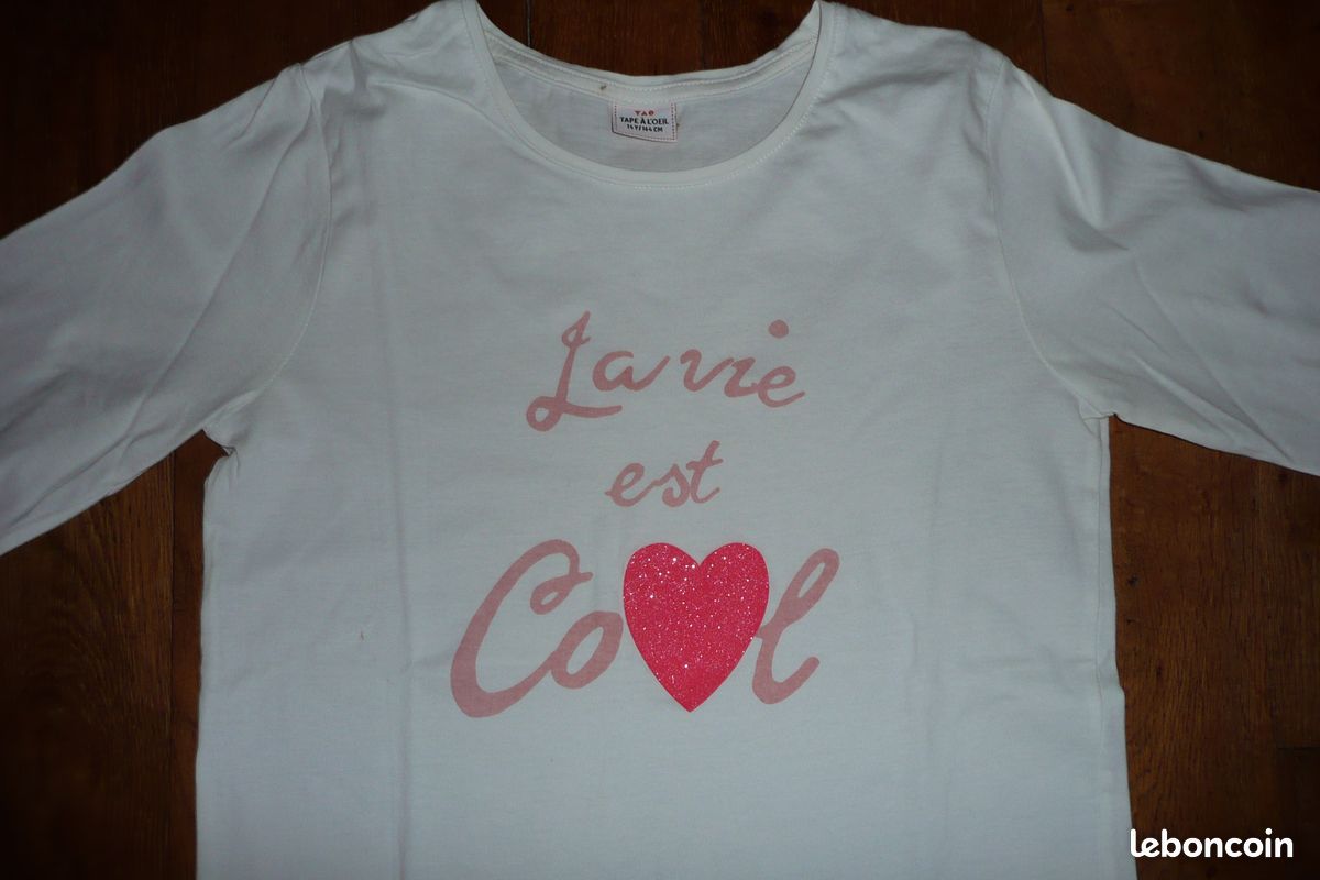 T-shirt Tape à L'oeil Pour Fille 5 Ans - Blanc, Neuf Avec étiquettes, 100% Coton