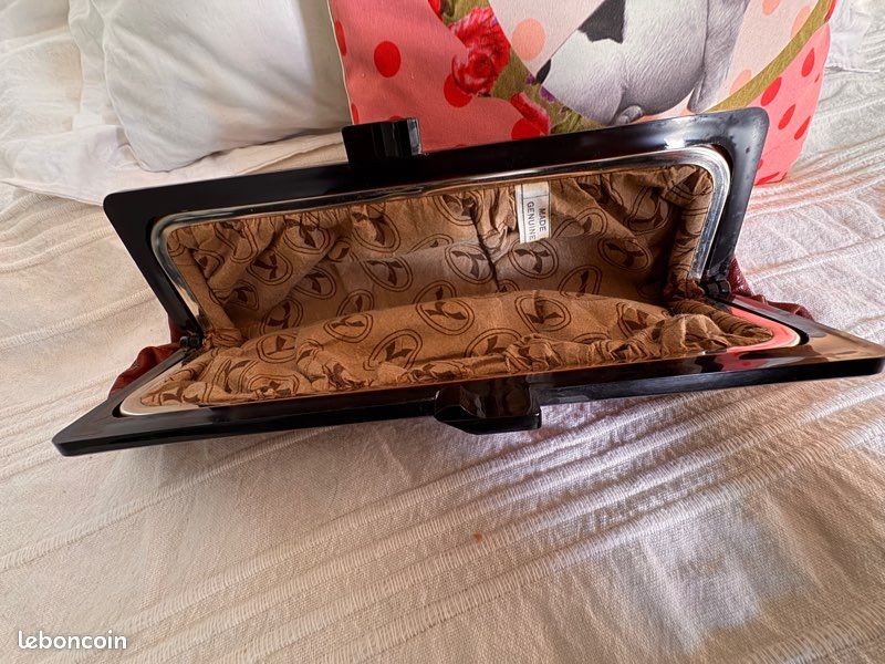 Sac pochette cuir bordeaux vintage 70/80 (image 5)