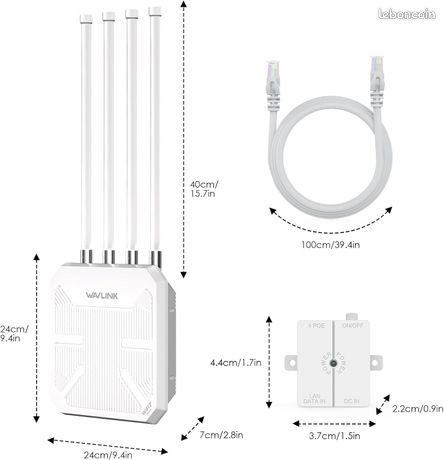 Routeur WiFi 7 Extérieur WAVLINK BE5100 - étanche IP67, Parafoudre, PoE, Mesh, Pour Zones Rurales Ou Entreprises