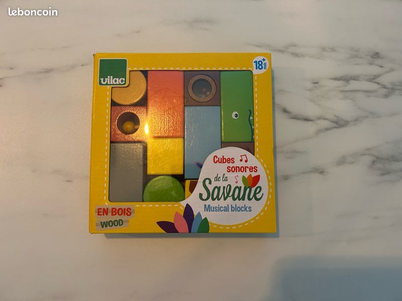 Vilac – Cubes sonores en bois Savane (dès 18 mois) (image 2)