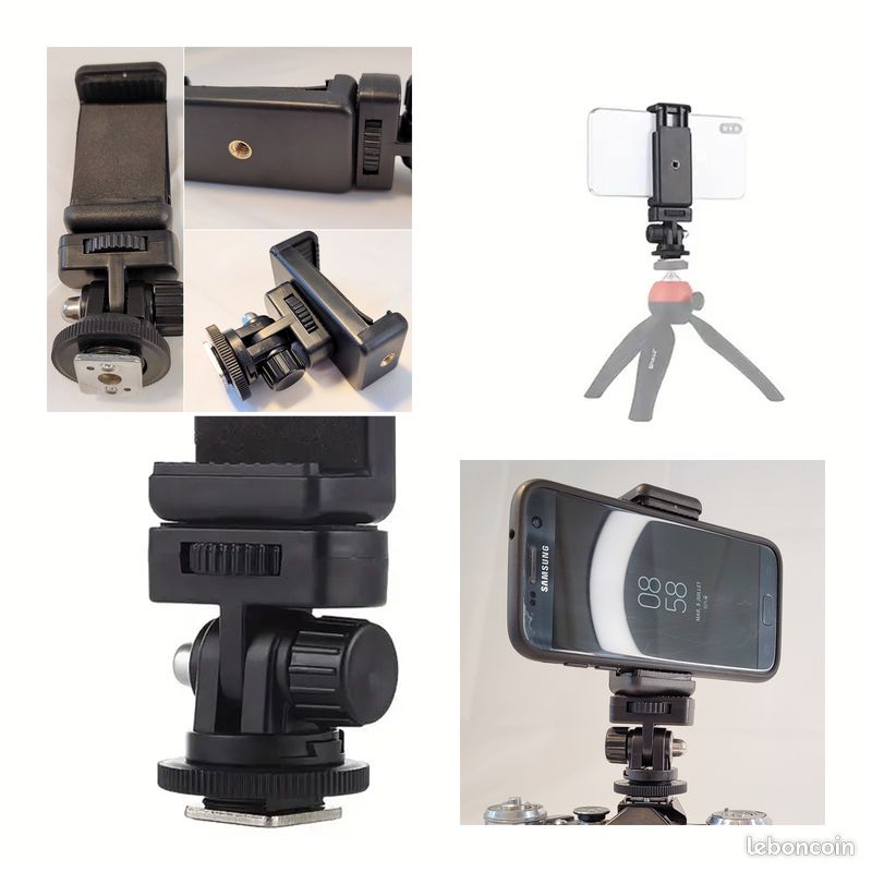 📸 1 Support de téléphone universel et 1 adaptateur griffe flash pour appareil photo – Neufs (image 17)
