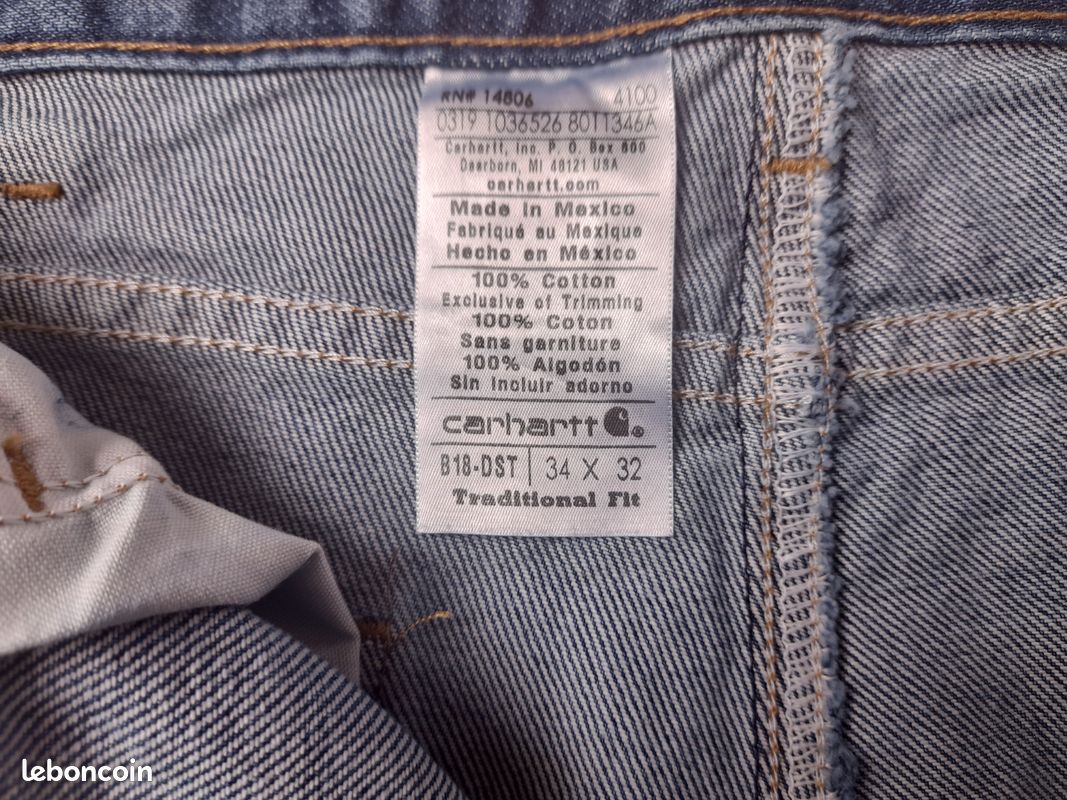 Jean Carharrt B18 Traditional Fit Dark StoneW34 L32 (image 3)