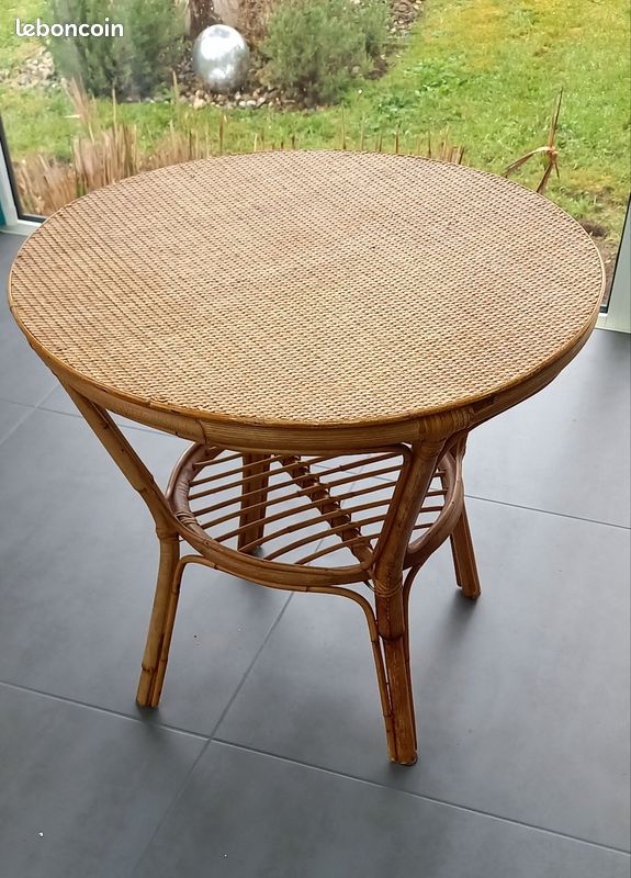 Table Basse Ronde En Rotin Ana – Paris Prix – 85 Cm – Naturelle – Neuve Sous Emballage
