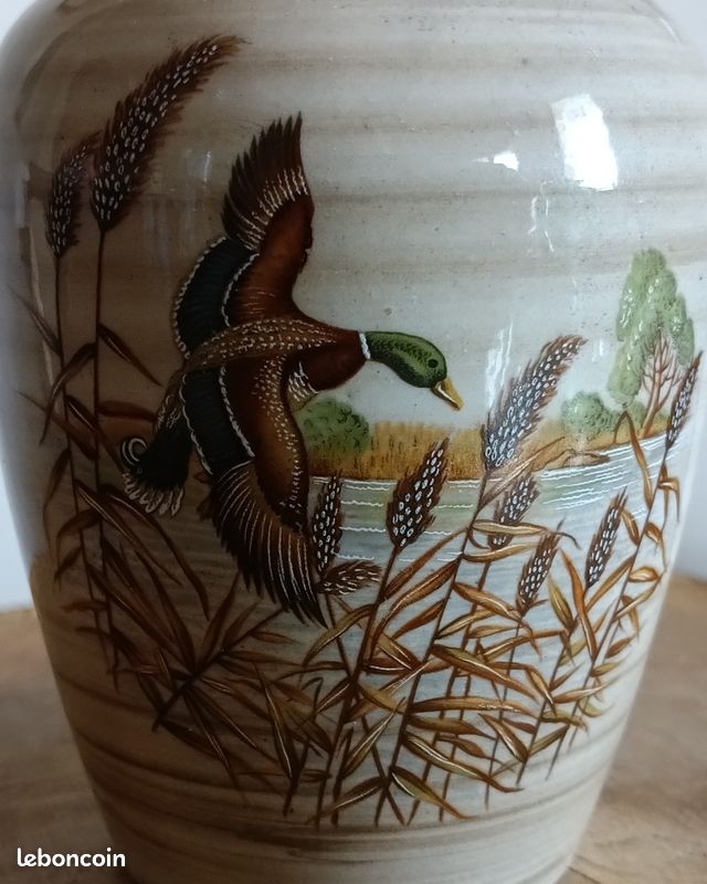 Pied de lampe en grès émaillé, signé Franco Agnese, France, 1980