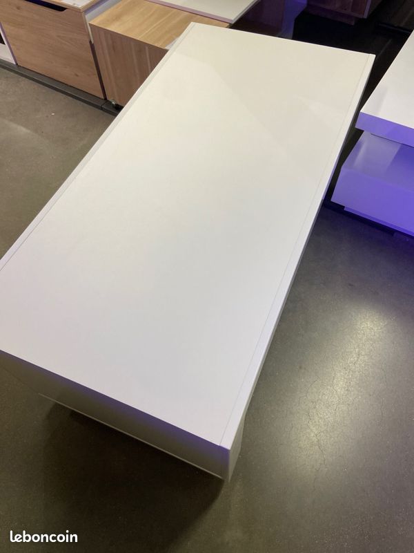 Table basse Conforama SCORE blanche avec éclairage LED (image 3)