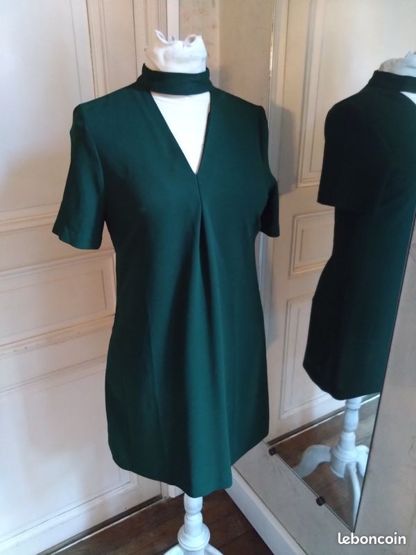 Robe évasée manches 3/4 vert kaki femme | Bonobo