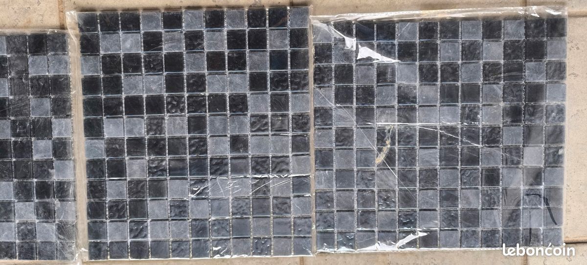 mosaique verre noir gris marbre 30x30 cm la plaque
