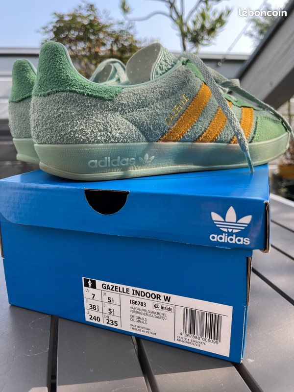 Adidas Gazelle indoor vert menthe / jaune daim - T. 38 2/3 - Comme neuves -  Chaussures