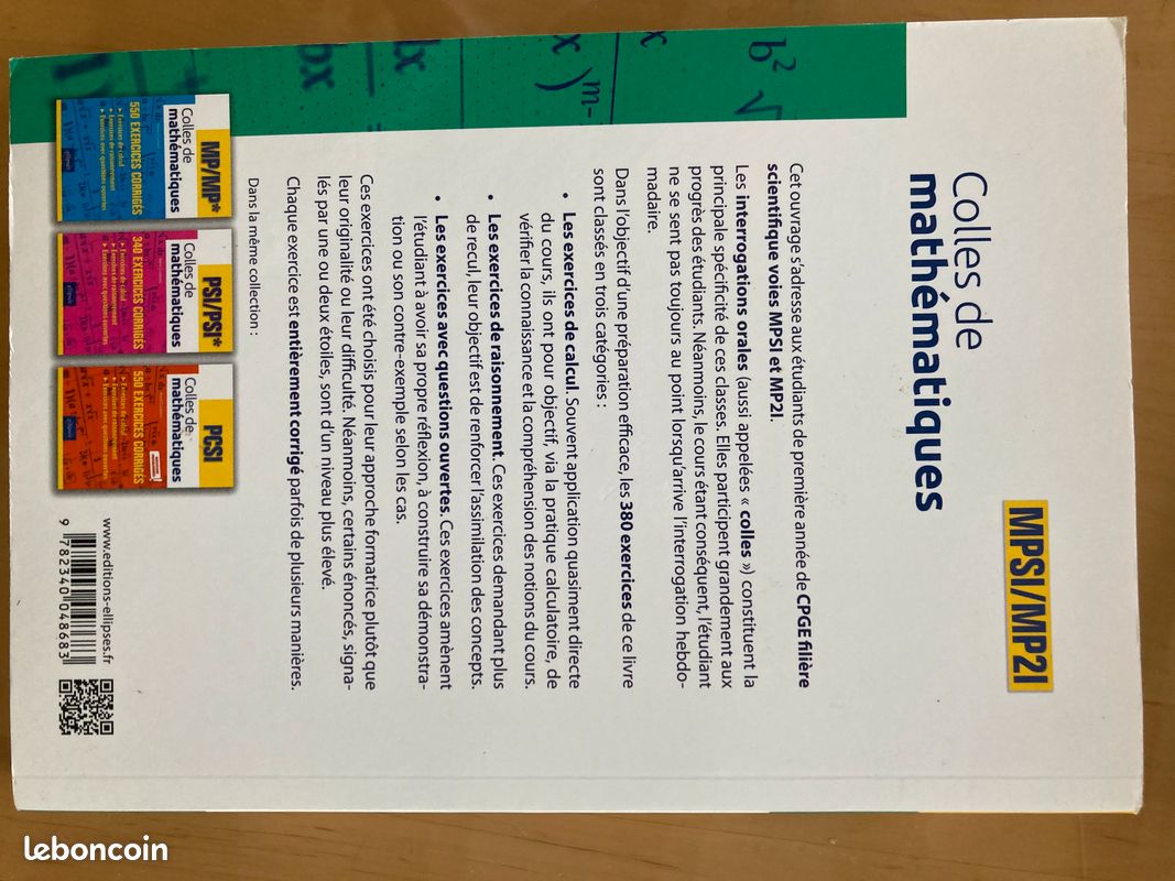 Livre CPGE Colles de mathématiques, MPSI/MP2I, ellipses, 380 exercices corrigés (image 2)