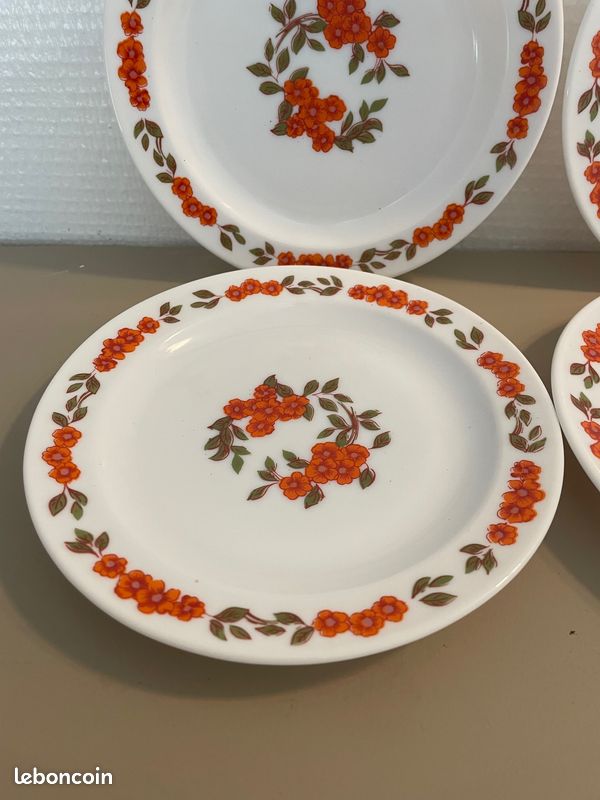 6 ASSIETTES PLATES ET 6 ASSIETTES DESSERT Losange Vert Orange ARCOPAL 236102 Imgx500 7775