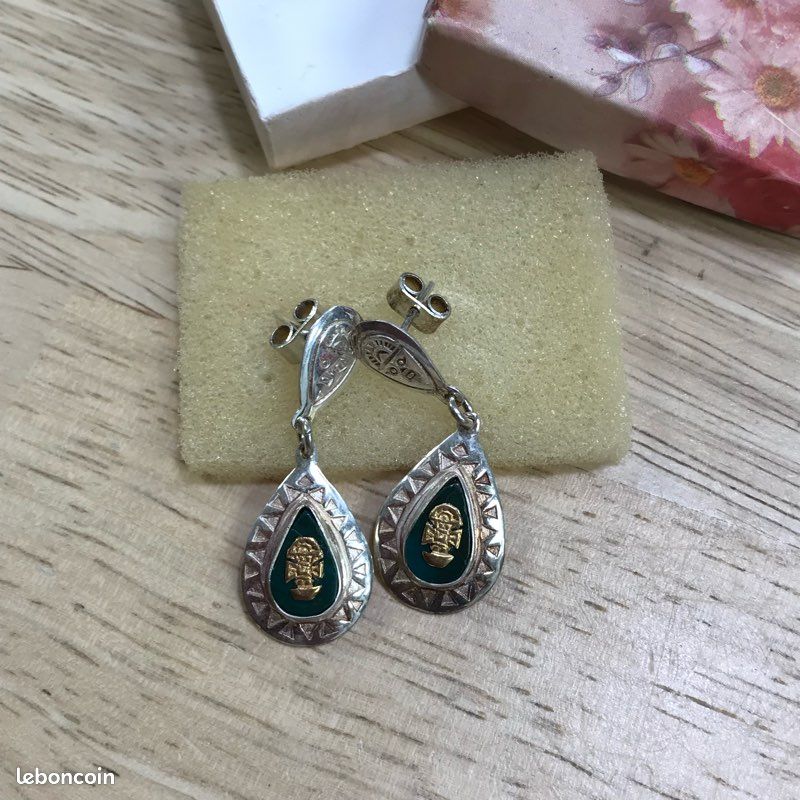 Boucles D'oreilles Vintage Années 1950/1960 - Noir, Fermoir Clip, Occasion