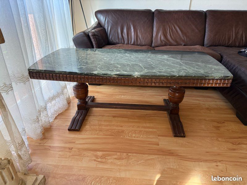 Table basse carrée vintage à 2 plateaux en marbre vert et verre fumé années 70 For Sale at